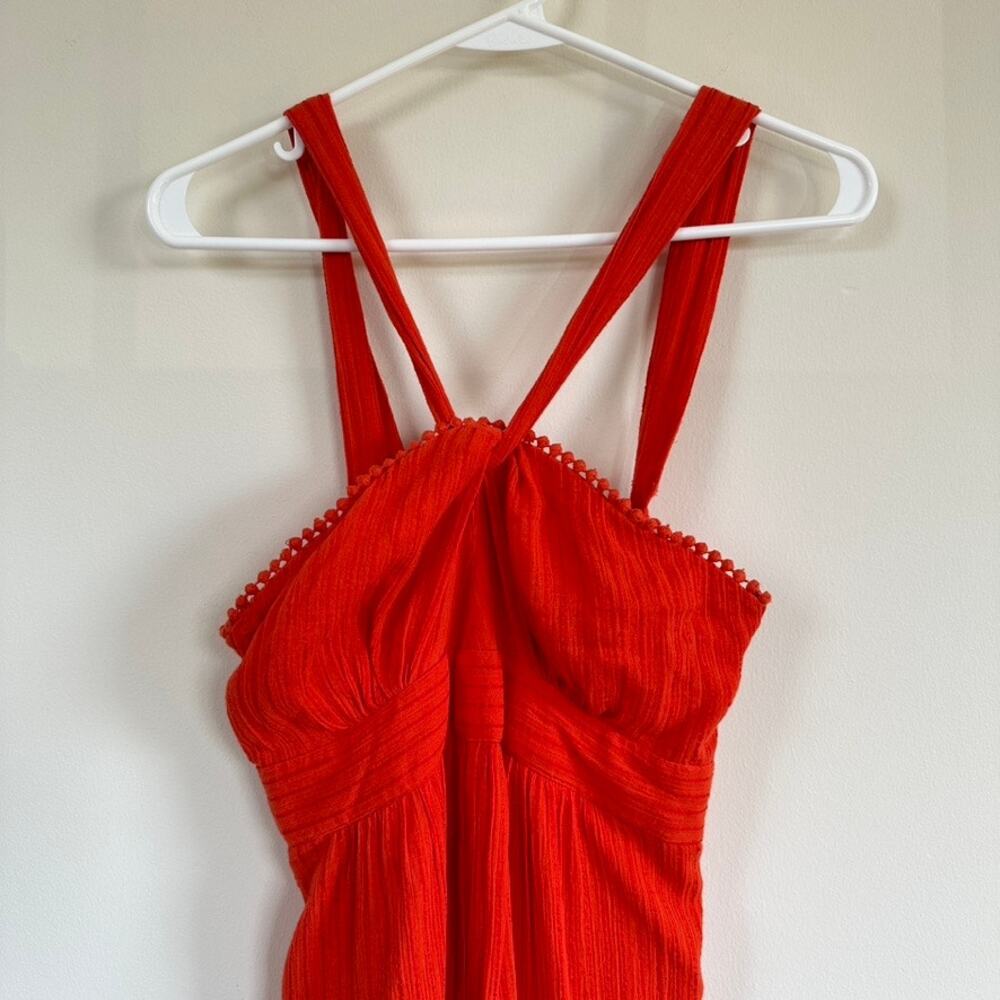 Anthropologie Maeve Proust Orange Wide Leg jumpsuit 2P Halter Sleeveless Boho - Picture 3 of 14